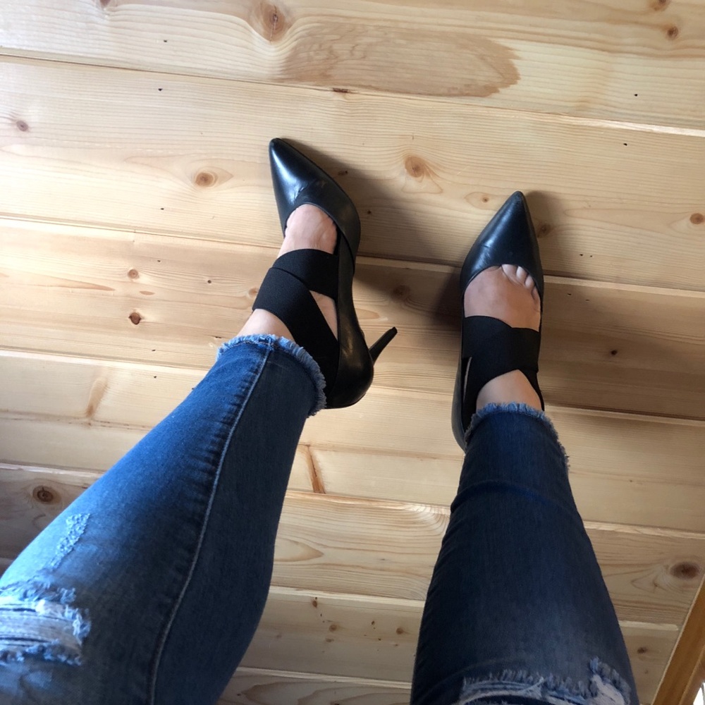 Levity black leather heels size 10